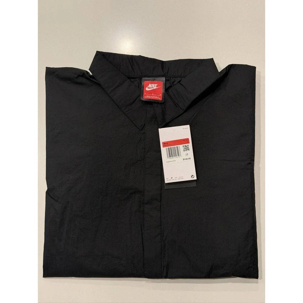 Nike Tech Oversized Woven Shirt IF8328-010 Mens Large Black White Jacket NWT